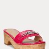Sandales en cuir gaufré fuchsia pour femme Ralph Lauren Roxanne