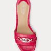 Sandales en cuir gaufré fuchsia pour femme Ralph Lauren Roxanne