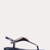 Sandales en cuir gaufré Ralph Lauren Ellington bleu marine pour femme