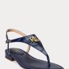 Sandales en cuir gaufré Ralph Lauren Ellington bleu marine pour femme