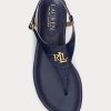 Sandales en cuir gaufré Ralph Lauren Ellington bleu marine pour femme