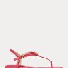Sandales en cuir gaufré Ralph Lauren Ellington fuchsia pour femme