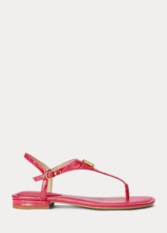 Sandales en cuir gaufré Ralph Lauren Ellington fuchsia pour femme