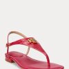 Sandales en cuir gaufré Ralph Lauren Ellington fuchsia pour femme