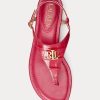 Sandales en cuir gaufré Ralph Lauren Ellington fuchsia pour femme