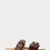 Sandales en cuir à imprimé crocodile Ralph Lauren Ezra pour femme, couleur chocolat Sandales en cuir à imprimé crocodile Ralph Lauren Ezra pour femme, couleur chocolat