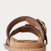 Sandales en cuir à imprimé crocodile Ralph Lauren Ezra pour femme, couleur chocolat Sandales en cuir à imprimé crocodile Ralph Lauren Ezra pour femme, couleur chocolat