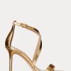 Sandales en cuir métallisé doré pour femme Ralph Lauren Gabriele