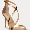 Sandales en cuir métallisé doré pour femme Ralph Lauren Gabriele