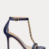 Sandales en cuir nappa bleu marine pour femme Ralph Lauren Kate