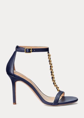 Sandales en cuir nappa bleu marine pour femme Ralph Lauren Kate