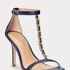 Sandales en cuir nappa bleu marine pour femme Ralph Lauren Kate