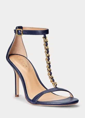 Sandales en cuir nappa bleu marine pour femme Ralph Lauren Kate