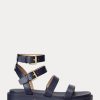 Sandales en cuir nappa bleu marine Ralph Lauren Kayleen pour femme Sandales en cuir nappa bleu marine Ralph Lauren Kayleen pour femme