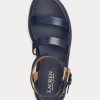 Sandales en cuir nappa bleu marine Ralph Lauren Kayleen pour femme Sandales en cuir nappa bleu marine Ralph Lauren Kayleen pour femme