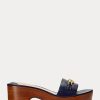Sandales en cuir nappa bleu marine Ralph Lauren Roxanne pour femme Sandales en cuir nappa bleu marine Ralph Lauren Roxanne pour femme