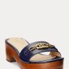 Sandales en cuir nappa bleu marine Ralph Lauren Roxanne pour femme Sandales en cuir nappa bleu marine Ralph Lauren Roxanne pour femme