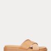 Chaussons jaune clair en cuir nappa et daim Kelsie de Ralph Lauren pour femmes