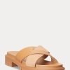 Chaussons jaune clair en cuir nappa et daim Kelsie de Ralph Lauren pour femmes
