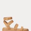 Sandales en cuir nappa jaune clair pour femmes Ralph Lauren Kayleen