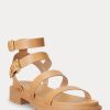 Sandales en cuir nappa jaune clair pour femmes Ralph Lauren Kayleen