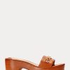 Sandales en cuir nappa marron Ralph Lauren Roxanne pour femme Sandales en cuir nappa marron Ralph Lauren Roxanne pour femme