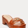Sandales en cuir nappa marron Ralph Lauren Roxanne pour femme Sandales en cuir nappa marron Ralph Lauren Roxanne pour femme