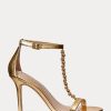 Sandales en cuir nappa métallisé doré pour femme Ralph Lauren Kate