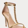 Sandales en cuir nappa métallisé doré pour femme Ralph Lauren Kate