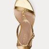 Sandales en cuir nappa métallisé doré pour femme Ralph Lauren Kate