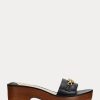Sandales en cuir nappa noir Ralph Lauren Roxanne pour femmes
