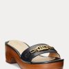 Sandales en cuir nappa noir Ralph Lauren Roxanne pour femmes