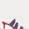 Sandales en cuir nappa rayées Lorraine de Ralph Lauren pour femmes roses Sandales en cuir nappa rayées Lorraine de Ralph Lauren pour femmes roses