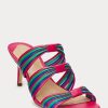 Sandales en cuir nappa rayées Lorraine de Ralph Lauren pour femmes roses Sandales en cuir nappa rayées Lorraine de Ralph Lauren pour femmes roses