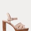Sandales en cuir nappa rose clair Ralph Lauren Soffia pour femmes Sandales en cuir nappa rose clair Ralph Lauren Soffia pour femmes