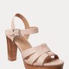 Sandales en cuir nappa rose clair Ralph Lauren Soffia pour femmes Sandales en cuir nappa rose clair Ralph Lauren Soffia pour femmes