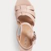 Sandales en cuir nappa rose clair Ralph Lauren Soffia pour femmes Sandales en cuir nappa rose clair Ralph Lauren Soffia pour femmes