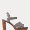 Sandales en cuir nappa Soffia grises pour femmes Ralph Lauren Sandales en cuir nappa Soffia grises pour femmes Ralph Lauren