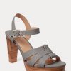Sandales en cuir nappa Soffia grises pour femmes Ralph Lauren Sandales en cuir nappa Soffia grises pour femmes Ralph Lauren