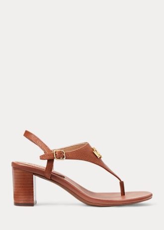 Sandales en cuir vieilli marron Ralph Lauren Westcott II pour femme