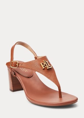Sandales en cuir vieilli marron Ralph Lauren Westcott II pour femme