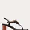 Sandales en cuir vieilli noires Ralph Lauren Westcott II pour femmes Sandales en cuir vieilli noires Ralph Lauren Westcott II pour femmes