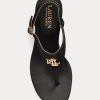 Sandales en cuir vieilli noires Ralph Lauren Westcott II pour femmes Sandales en cuir vieilli noires Ralph Lauren Westcott II pour femmes