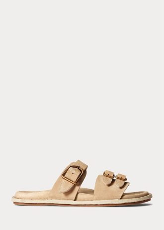 Sandales en daim et cuir de veau Ralph Lauren Ezra marron pour femme