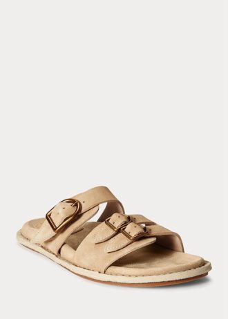Sandales en daim et cuir de veau Ralph Lauren Ezra marron pour femme