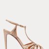 Sandales en daim et cuir ornées Wells de Ralph Lauren pour femmes, couleur or rose Sandales en daim et cuir ornées Wells de Ralph Lauren pour femmes, couleur or rose