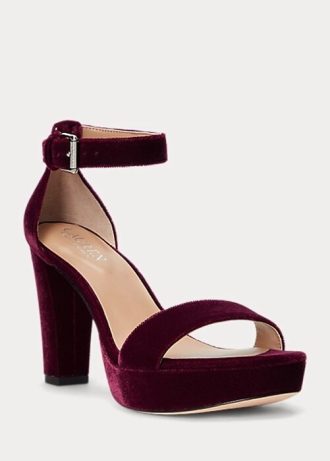 Sandales en velours fuchsia Sylvia pour femmes Ralph Lauren