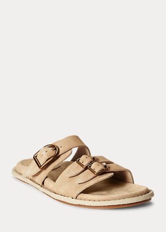 Sandales grises en daim et cuir de veau Ralph Lauren Ezra pour femmes