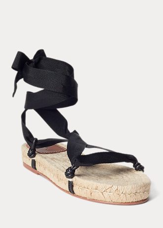 Sandales à lacets noires Ralph Lauren pour femmes