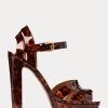 Sandales marron en cuir de veau verni Callahan de Ralph Lauren pour femme Sandales marron en cuir de veau verni Callahan de Ralph Lauren pour femme